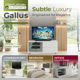 Centurion Supports Gallus 2 Drawer 3 Shelf Gloss White TV Unit - Size: 47.5 x 110 x 39.5cm - Wilko - thumbnail 4