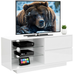 Centurion Supports Gallus 2 Drawer 3 Shelf Gloss White TV Unit - Size: 47.5 x 110 x 39.5cm - Wilko - thumbnail 3