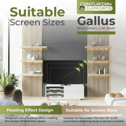 Centurion Supports Gallus 2 Drawer 3 Shelf Gloss White TV Unit - Size: 47.5 x 110 x 39.5cm - Wilko - thumbnail 6
