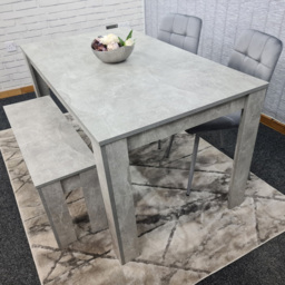 Kosy Koala 4 Seater Velvet Dining Bench Set Stone Grey Effect and Grey - Portland - Wilko