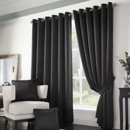 wilko Madison Black Ring Top Curtains 168 x 137cm - Size: W 168 x D 137cm - Alan Symonds & Co