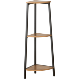 Home Source Locastra 3 Shelf Oak and Black Corner Bathroom Storage Unit - Size: 76 x 23 x 23cm - Brown - Wilko - thumbnail 3