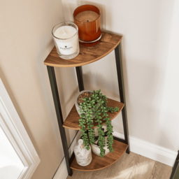 Home Source Locastra 3 Shelf Oak and Black Corner Bathroom Storage Unit - Size: 76 x 23 x 23cm - Brown - Wilko - thumbnail 5