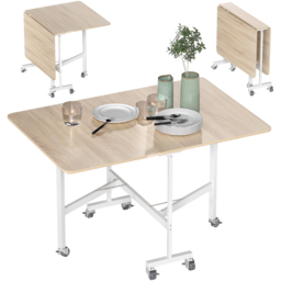 HOMCOM 6 Seater Oak Drop Leaf Dining Table - Yellow - Wilko - thumbnail 3