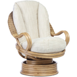 Desser Bali Beige and Cream Natural Rattan Laminated Swivel Rocker Chair - Size: 1 Seater - Multi - Wilko - thumbnail 3