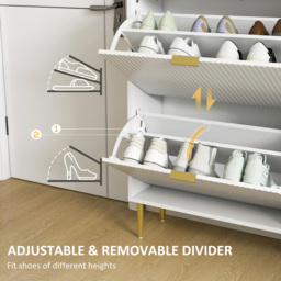 HOMCOM 2 Flip Drawer White Slim Shoe Storage Cabinet - Size: 91.5 cm x 24.0 cm x 105.0 cmcm - Wilko - thumbnail 7