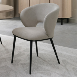 Bentley Designs Luca Set of 2 Light Grey Faux Leather Upholstered Dining Chair - Cream - Wilko