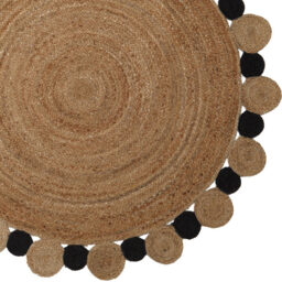 Premier Housewares Bosie Demir Large Natural and Black Jute Rug - Size: 150 x 150cm - Wilko - thumbnail 7