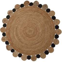 Premier Housewares Bosie Demir Large Natural and Black Jute Rug - Size: 150 x 150cm - Wilko - thumbnail 1