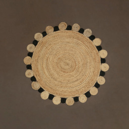 Premier Housewares Bosie Demir Large Natural and Black Jute Rug - Size: 150 x 150cm - Wilko - thumbnail 3