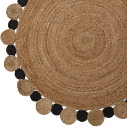 Premier Housewares Bosie Demir Large Natural and Black Jute Rug - Size: 150 x 150cm - Wilko - thumbnail 6