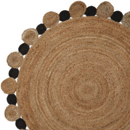Premier Housewares Bosie Demir Large Natural and Black Jute Rug - Size: 150 x 150cm - Wilko - thumbnail 5