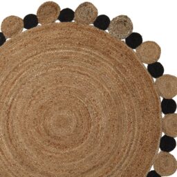 Premier Housewares Bosie Demir Large Natural and Black Jute Rug - Size: 150 x 150cm - Wilko - thumbnail 4