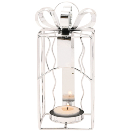 The Seasonal Gift Co. Present Shaped Metal Tealight Holder 16cm - Size: 16.5 x 7.5 x 7.5cm - Silver - Wilko - thumbnail 4