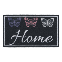 JVL Home Butterflies Latex Coir Door Mat 40 x 70cm - Purple - JVL Homewares - Wilko