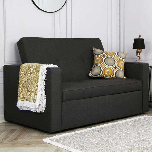 Troy Grey 2 Seater Pull Out Sofa Bed - Home Garden Direct - Wilko - image 1