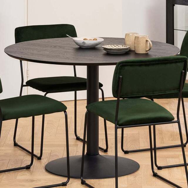 Florence Ibiza Round 4 Seater Dining Table Black Ash and Matt Black - Furniture To Go - Wilko - image 1