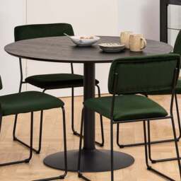 Florence Ibiza Round 4 Seater Dining Table Black Ash and Matt Black - Furniture To Go - Wilko