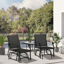 Outsunny Double Rock Chair With Table - Size: 2 Seater - Black - Wilko - thumbnail 1