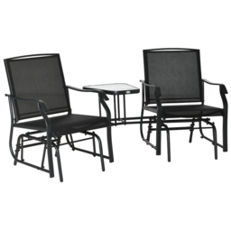 Outsunny Double Rock Chair With Table - Size: 2 Seater - Black - Wilko - thumbnail 3
