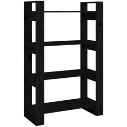 vidaXL 4 Shelf Black Solid Pine Wood Bookcase - Size: 125 x 80 x 35cm - Wilko - thumbnail 3