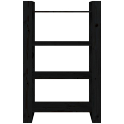 vidaXL 4 Shelf Black Solid Pine Wood Bookcase - Size: 125 x 80 x 35cm - Wilko - thumbnail 4