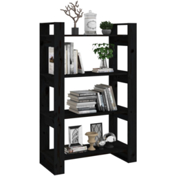 vidaXL 4 Shelf Black Solid Pine Wood Bookcase - Size: 125 x 80 x 35cm - Wilko - thumbnail 5
