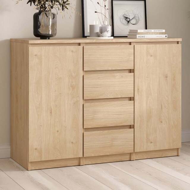 Florence 2 Door 4 Drawer Jackson Hickory Oak Sideboard - Size: 50 x 120.8 x 90.7cm - Wood - Furniture to Go - Wilko - image 1