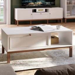 Florence Wensley Single Drawer Single Shelf Light Grey and Oak Coffee Table - Size: 43.8 x 110 x 60cm - Multi - Furniture To Go - Wilko