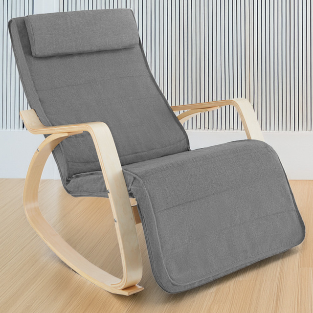 tectake Onda Light Grey Rocking Chair with Adjustable Footrest - Size: Single - Wilko - image 1