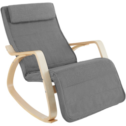tectake Onda Light Grey Rocking Chair with Adjustable Footrest - Size: Single - Wilko - thumbnail 3