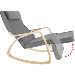 tectake Onda Light Grey Rocking Chair with Adjustable Footrest - Size: Single - Wilko - thumbnail 7