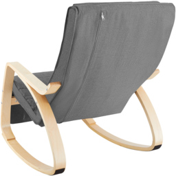 tectake Onda Light Grey Rocking Chair with Adjustable Footrest - Size: Single - Wilko - thumbnail 4