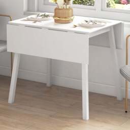 HOMCOM 4 Seater White Folding Drop Leaf Dining Table - Wilko