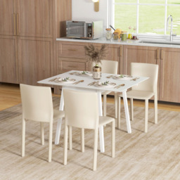 HOMCOM 4 Seater White Folding Drop Leaf Dining Table - Wilko - thumbnail 5