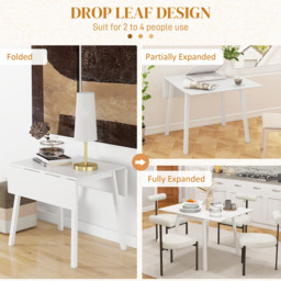 HOMCOM 4 Seater White Folding Drop Leaf Dining Table - Wilko - thumbnail 7