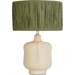 Lighting Collection Castell Sage Green Raffia Shade Ceramic Table Lamp - Size: 40 x 30 x 31cm - White - Wilko - thumbnail 4