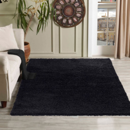 Desire Rugs Oxford Black Plain Shaggy Rug 60 x 110cm - Wilko - thumbnail 3