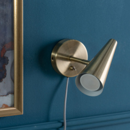ValueLights Duke Brushed Brass Cone Plug-in LED Wall Light - Size: 17 x 10 x 21cm - Gold - Wilko - thumbnail 6