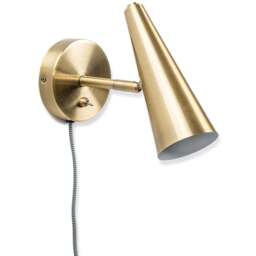 ValueLights Duke Brushed Brass Cone Plug-in LED Wall Light - Size: 17 x 10 x 21cm - Gold - Wilko