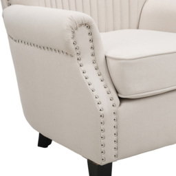 Living and Home Channel Beige Deep Cushioned Armchair with Nailhead Trim - Size: Single - Wilko - thumbnail 7