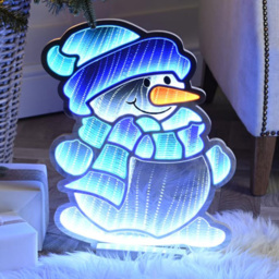 Samuel Alexander Blue and White LED Light Up Snowman Infinity Christmas Decoration 40cm - Size: 40cm x 30cm x 30cm - Multi - Wilko