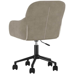 vidaXL Light Grey Velvet Height-Adjustable Swivel Office Chair with Wheels - Size: 72 x 56 x 61.5cm - Wilko - thumbnail 6