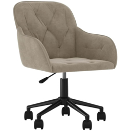 vidaXL Light Grey Velvet Height-Adjustable Swivel Office Chair with Wheels - Size: 72 x 56 x 61.5cm - Wilko - thumbnail 3