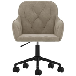 vidaXL Light Grey Velvet Height-Adjustable Swivel Office Chair with Wheels - Size: 72 x 56 x 61.5cm - Wilko - thumbnail 4