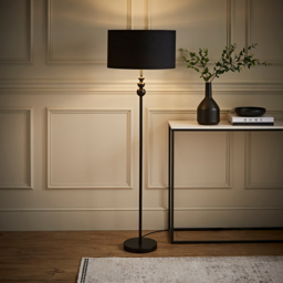 ValueLight Marissa Black Velvet Chrome Inner Shade Black Stacked Ball LED Floor Lamp - Size: 145 x 45 x 45cm - ValueLights - Wilko - thumbnail 3