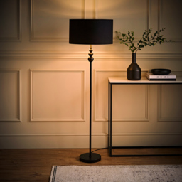 ValueLight Marissa Black Velvet Chrome Inner Shade Black Stacked Ball LED Floor Lamp - Size: 145 x 45 x 45cm - ValueLights - Wilko - thumbnail 7