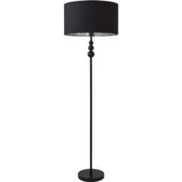 ValueLight Marissa Black Velvet Chrome Inner Shade Black Stacked Ball LED Floor Lamp - Size: 145 x 45 x 45cm - ValueLights - Wilko
