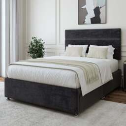 Bedmaster Single Black Naples Velvet 2 Drawers Divan Base - Wilko - thumbnail 1