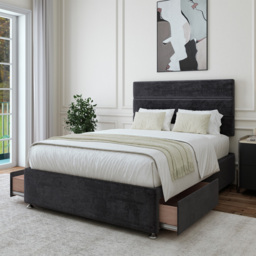 Bedmaster Single Black Naples Velvet 2 Drawers Divan Base - Wilko - thumbnail 4